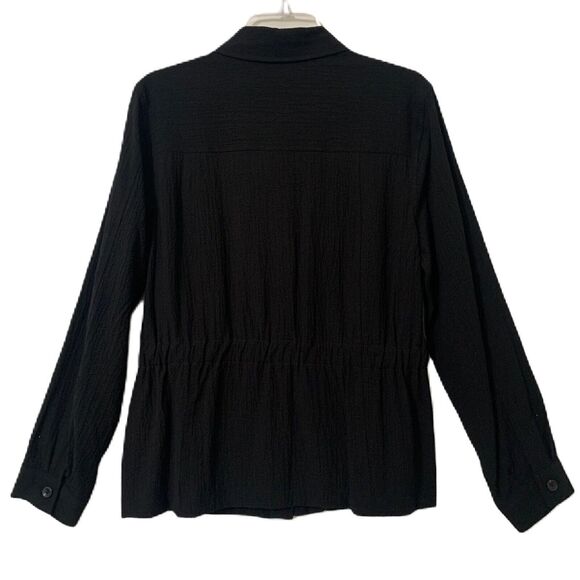 Calvin Klein Jacket Women Medium Black Button Closure Elastic Waist Comfy NWT - Picture 2 of 10